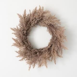 SULLIVANS 20" Artificial Brown Reed Wreath RE20WR | The Home Depot
