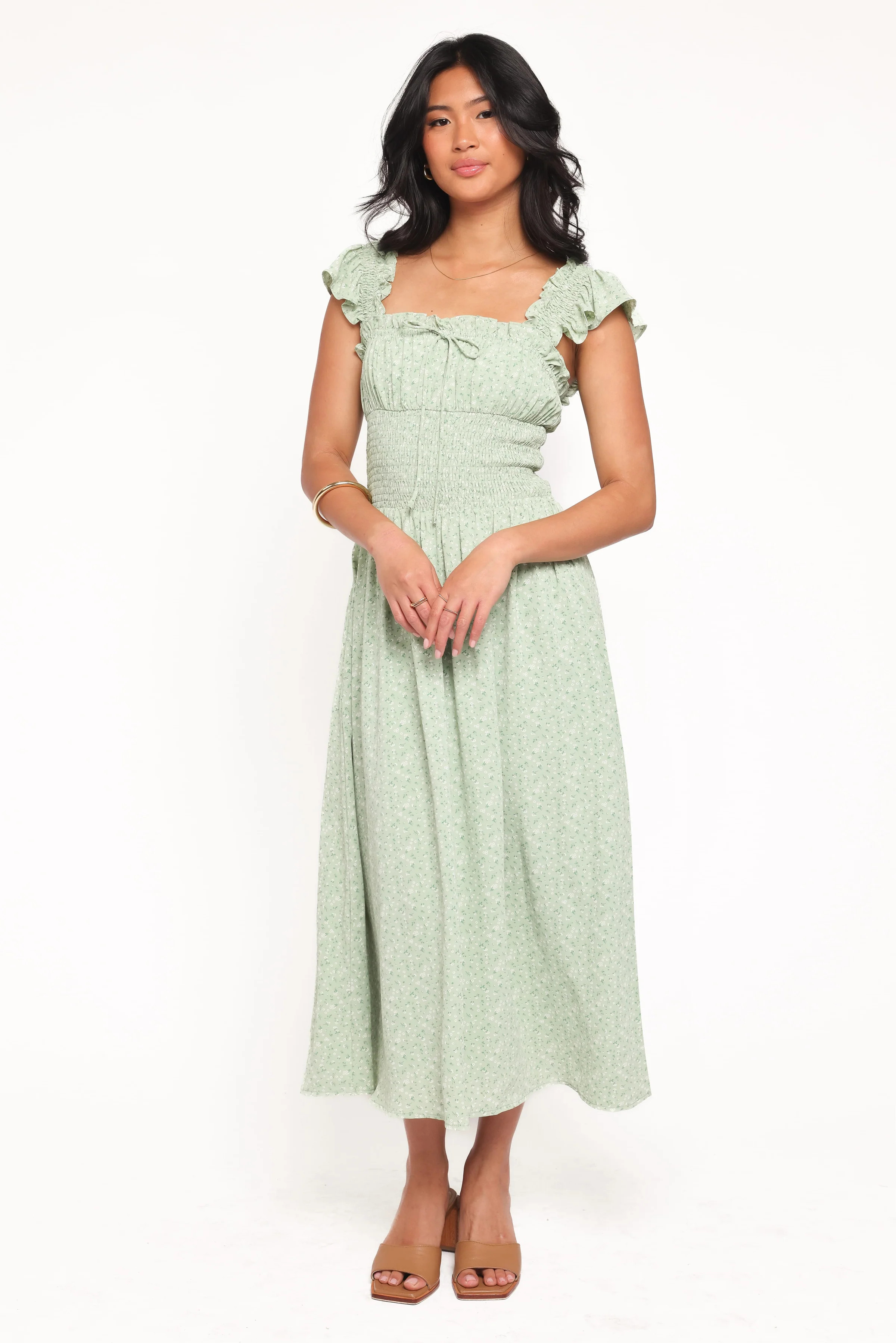 Bronte Midi Dress - Green Floral | Petal & Pup (US)