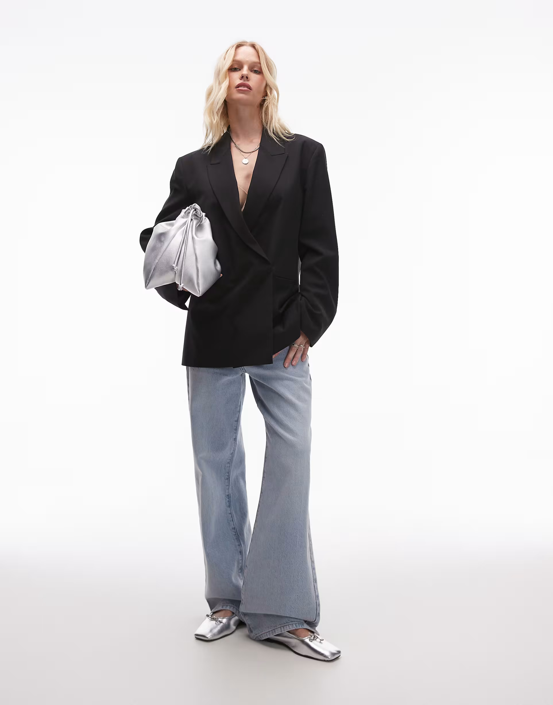 Topshop oversized double breasted blazer in black | ASOS (Global)