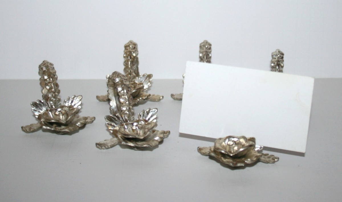 Vintage Princess House Silver Tone Rose Napkin Rings Card Holders Set of 6 | eBay | eBay US