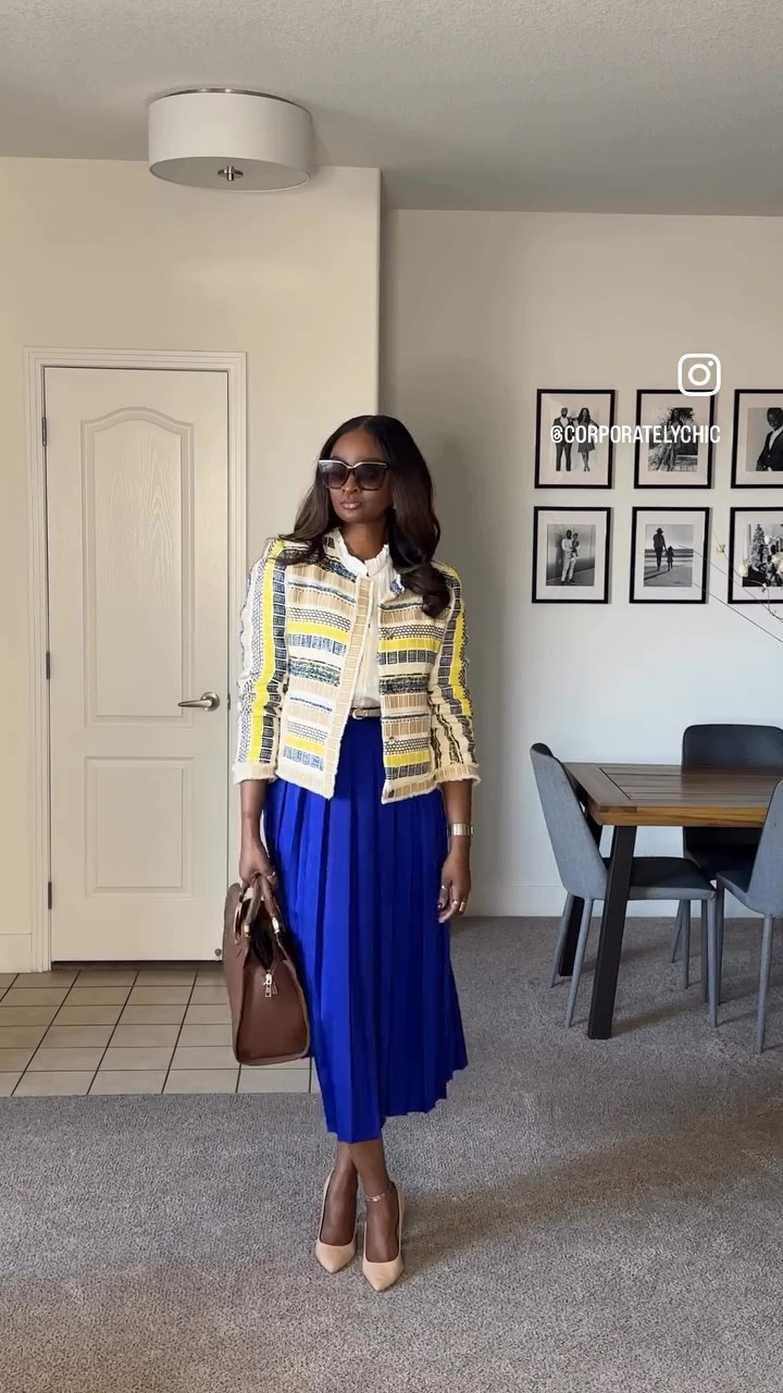 Scored this beautiful jacket @dfsdenver at their Fashion sale event few months ago. Paired with a cobalt pleated skirt and some high heel pumps makes it the perfect look for my church ootd. 

What do you think of this look? 

Have a blessed week! 


#LTKTall #LTKgrwm #LTKOver40