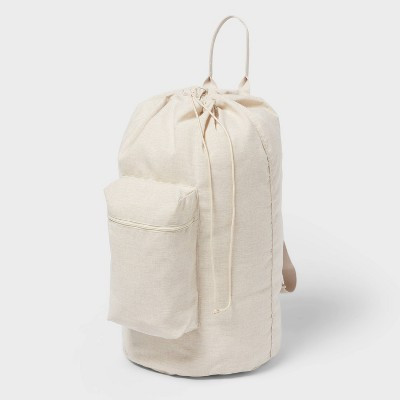 Canvas Backpack Laundry Bag - Brightroom™: Linen Backpack Hamper, 50L Capacity, Multipurpose, Beige, 1 Handle | Target