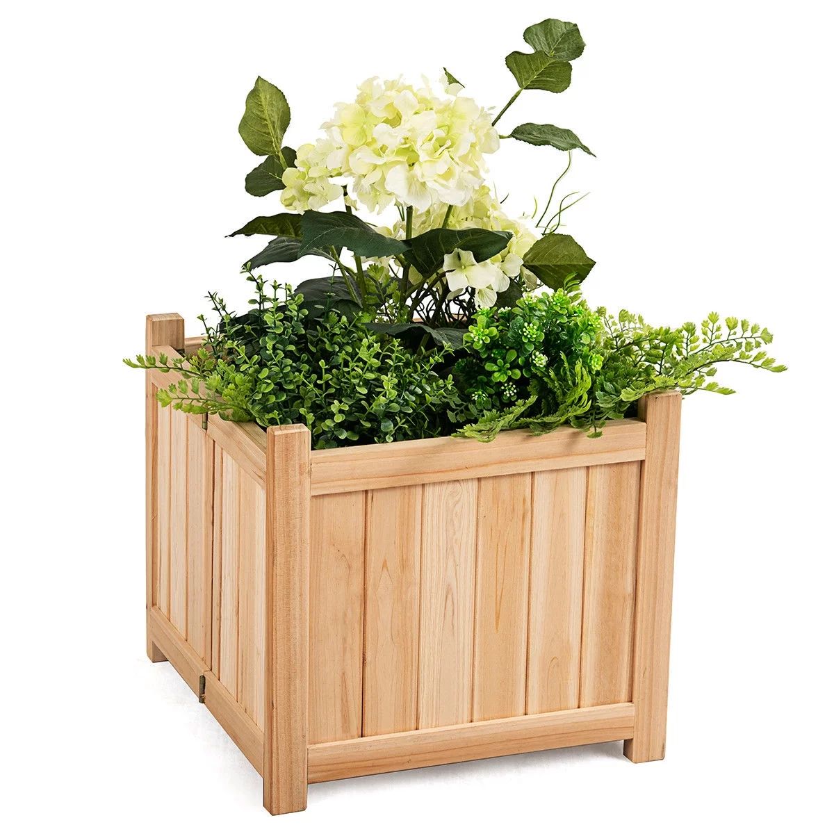 Costway Square Wood Flower Planter Box Raised Vegetable Patio Lawn Garden folding - Walmart.com | Walmart (US)