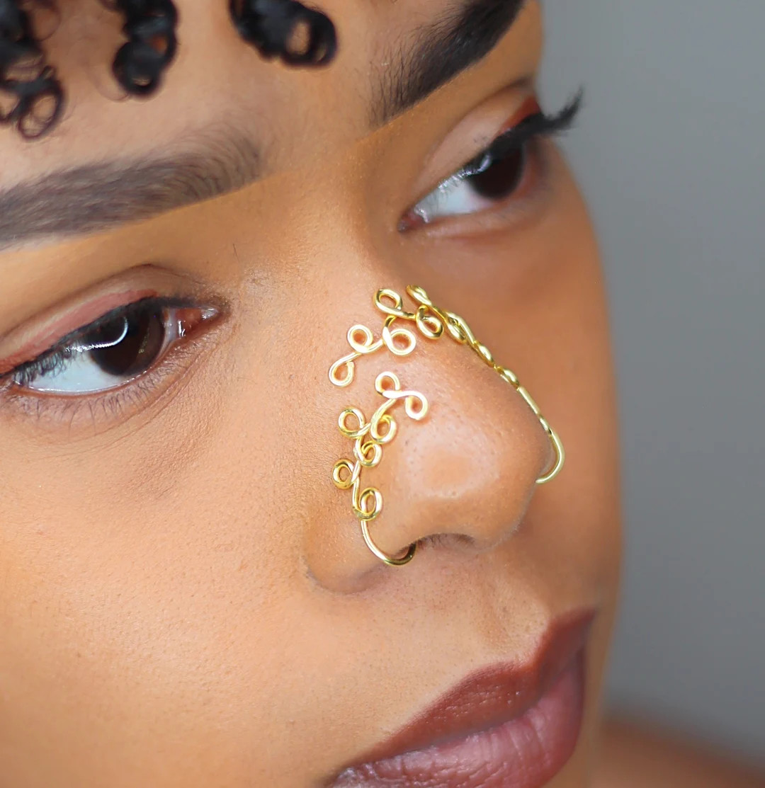 GODDESS CLIP - LUNA | Nose Cuff - Bridge Cuff, Faux Nose Ring, No Piercing, Adjustable Nose Clip,... | Etsy (US)