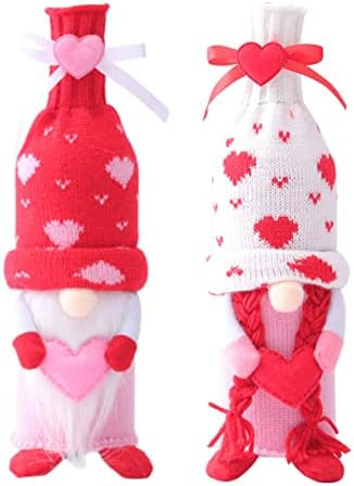 KICHOUSE 2pcs Gnome Doll Wine Bottle Covers Valentine Day Decor for Home and Parties Scratch Wine... | Amazon (US)