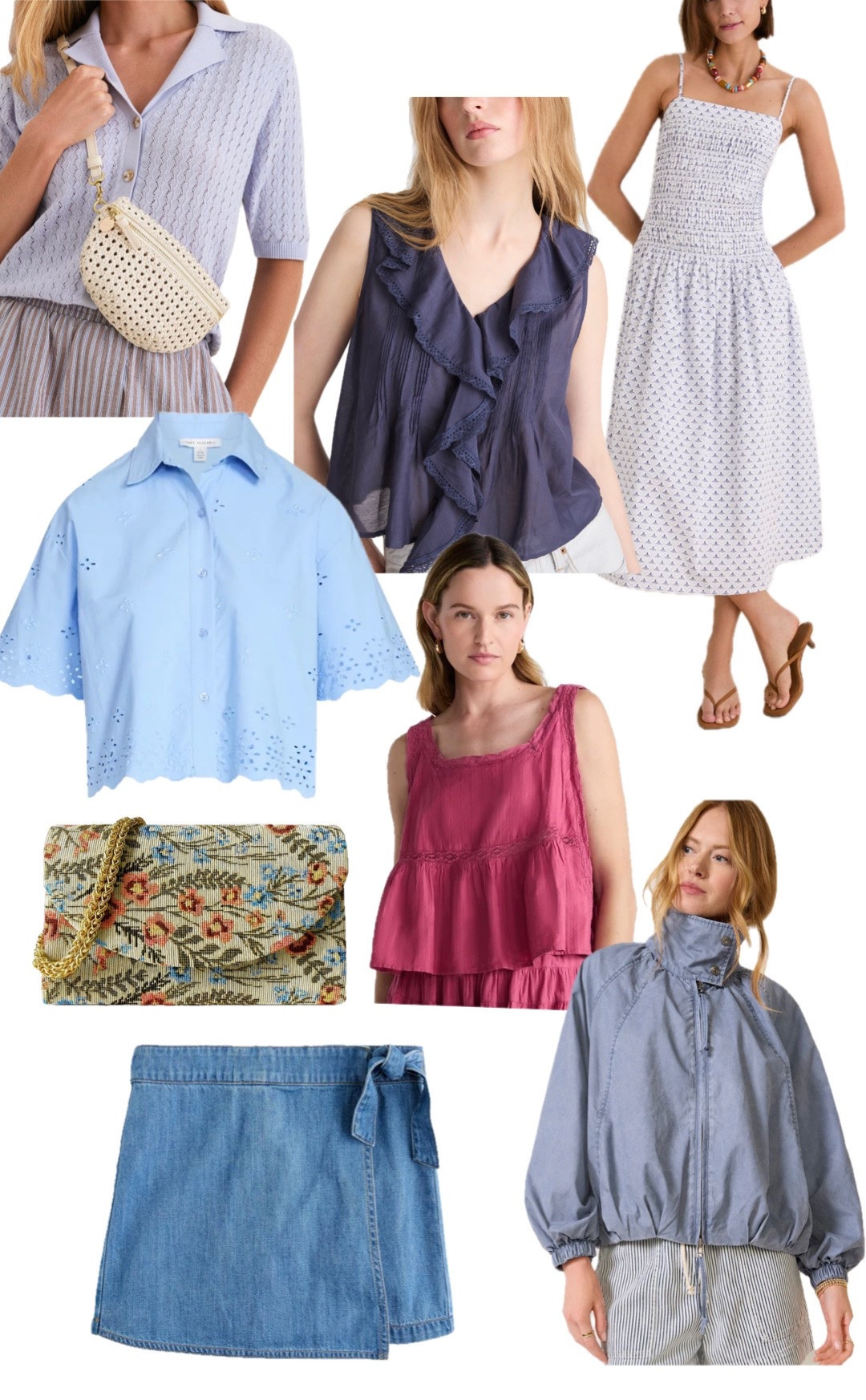 Today’s fashion finds…
Crossbody bag
Summer tops 
Floral handbag
Denim skort
Summer dress

#LTKdayinmylife #LTKTravel #LTKOver40