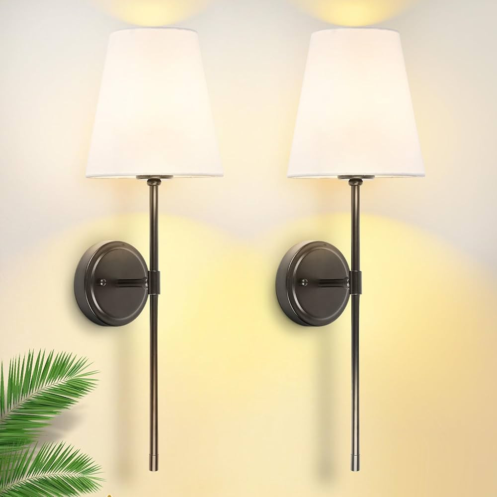 CANMEIJIA Wall Sconces Set of 2, Black Modern Wall Light Fixture, Industrial Wall Sconces Lightin... | Amazon (US)