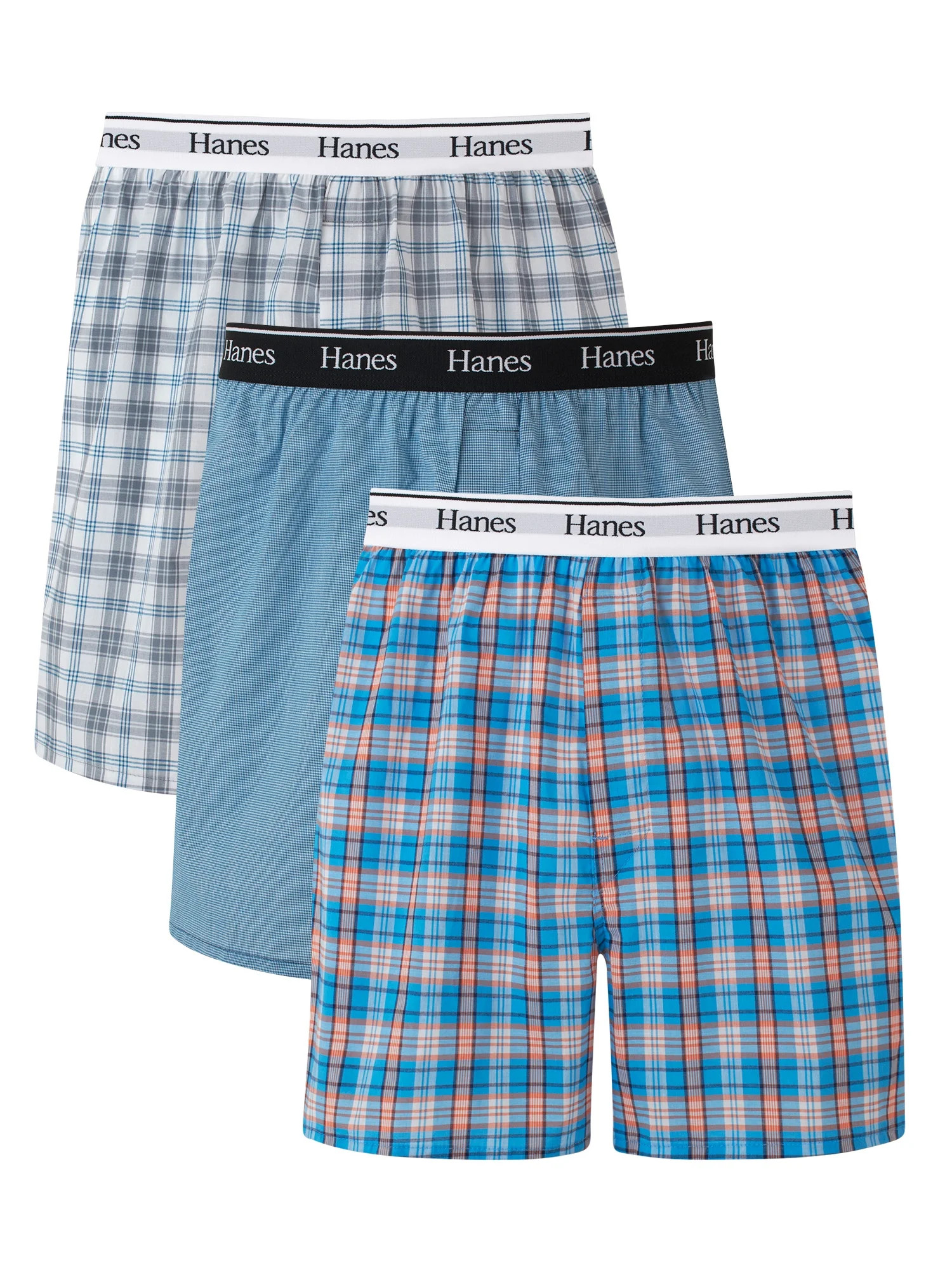 Hanes Originals Men's Woven Boxer, Moisture Wicking Woven Boxer, 3-Pack | Walmart (US)