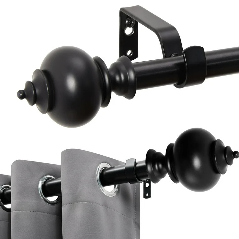 Deconovo Adjustable Window Curtain Rod with Decorative Finials, Easy Installation Wall-Mounted Ro... | Walmart (US)