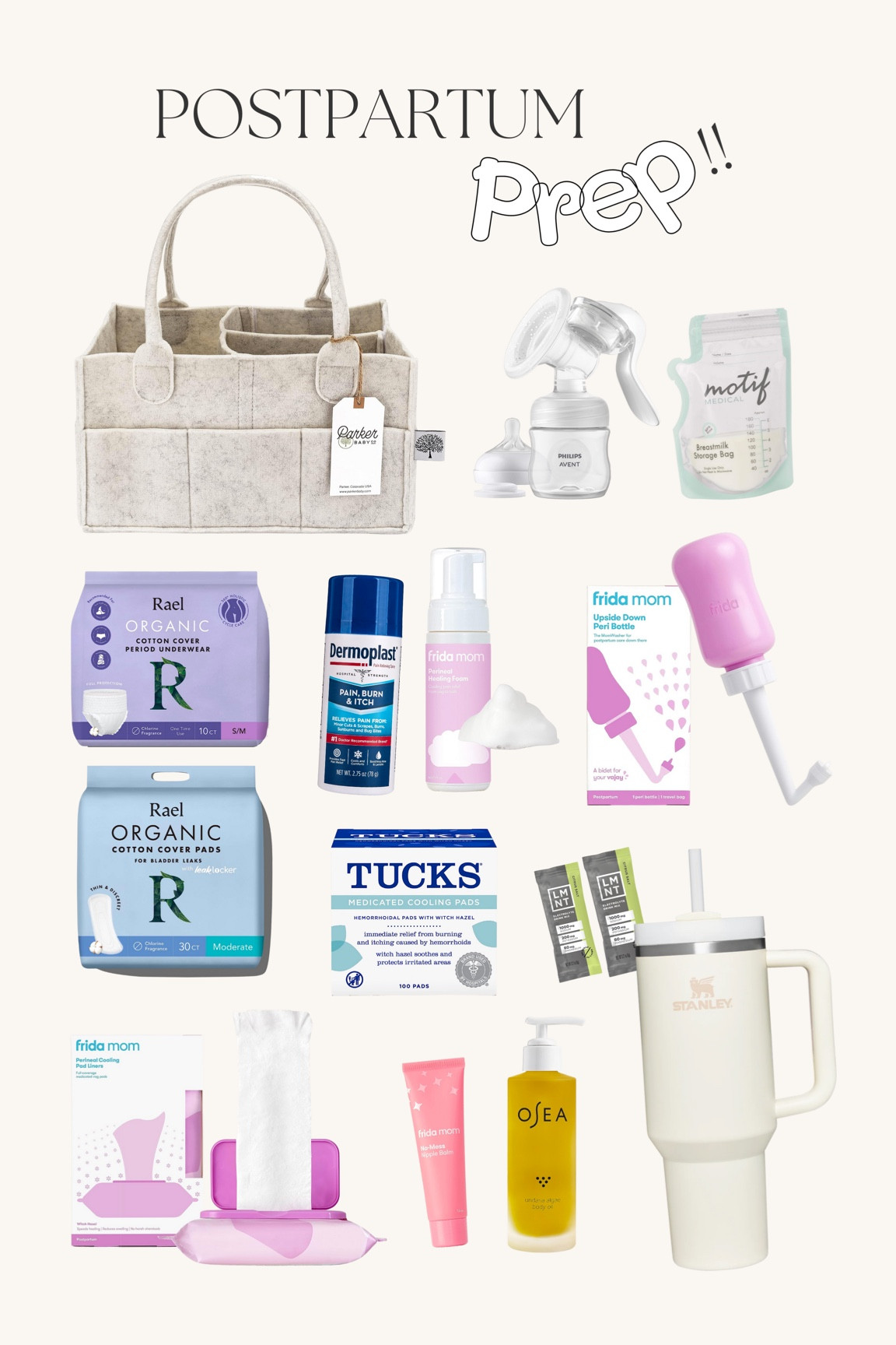 Postpartum carry around container to easily have things on hand at home for healing after baby!! Disposable underwear + cooling pads and wipes + peri bottle for cleaning when going to the bathroom + some pumping faves. Stanley & electrolyte water is a must for me. Love this oil for my belly and whole body keeps me soft and smells so good  



#LTKbaby #LTKbump #LTKfamily