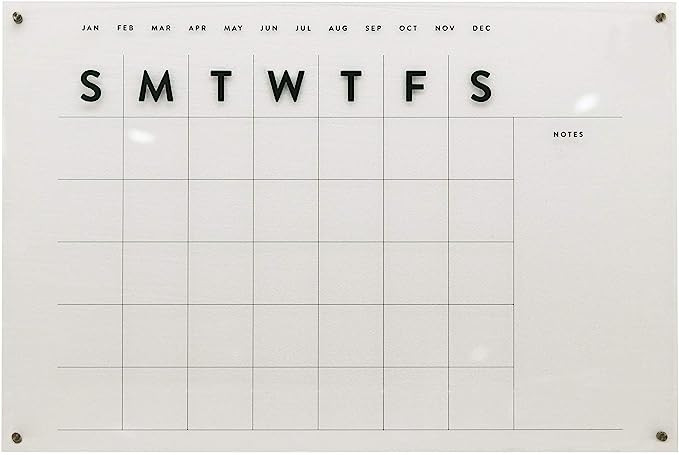 Parisloft Large Reusable Acrylic Wall Calendar, Clear Acrylic Monthly Wall Mounted Calendar, Mont... | Amazon (US)