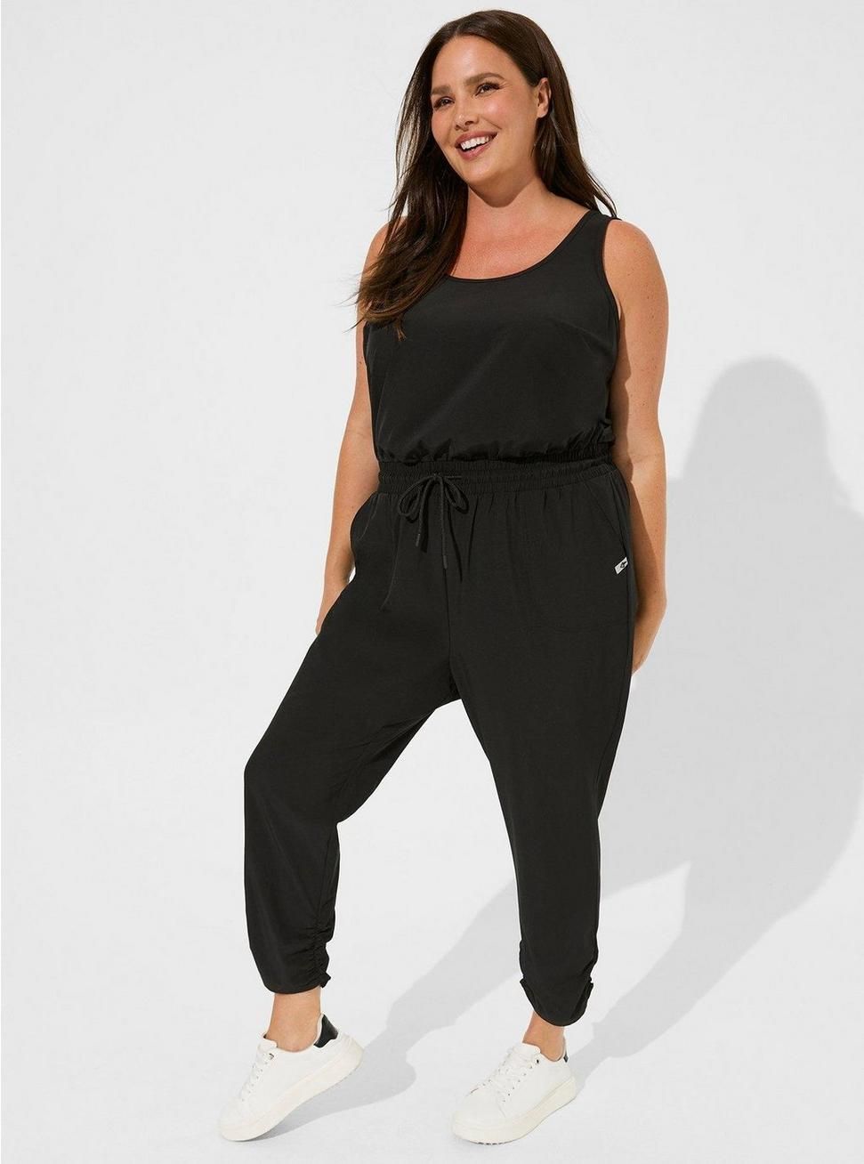 Stretch Woven Active Full Length Jumpsuit With Surplice Back | Torrid (US & Canada)