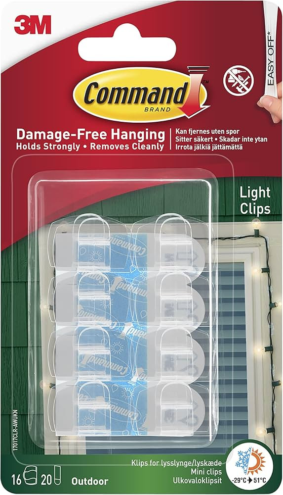 Command Outdoor Decorating Clips, Pack of 16, Transparent - Hanging Clips for Decorations and Fai... | Amazon (UK)