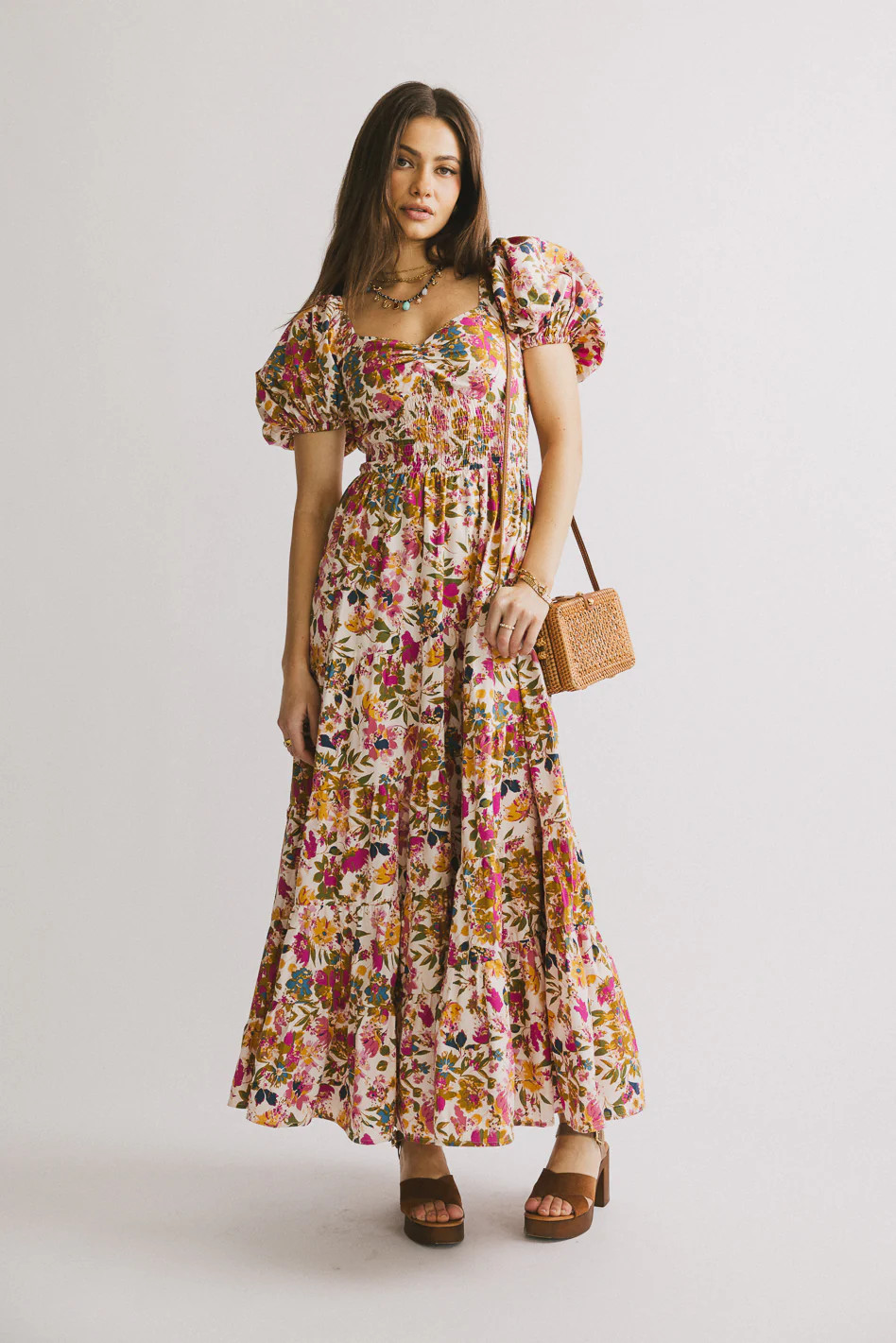 Robbie Floral Midi Dress in Pink | Böhme US