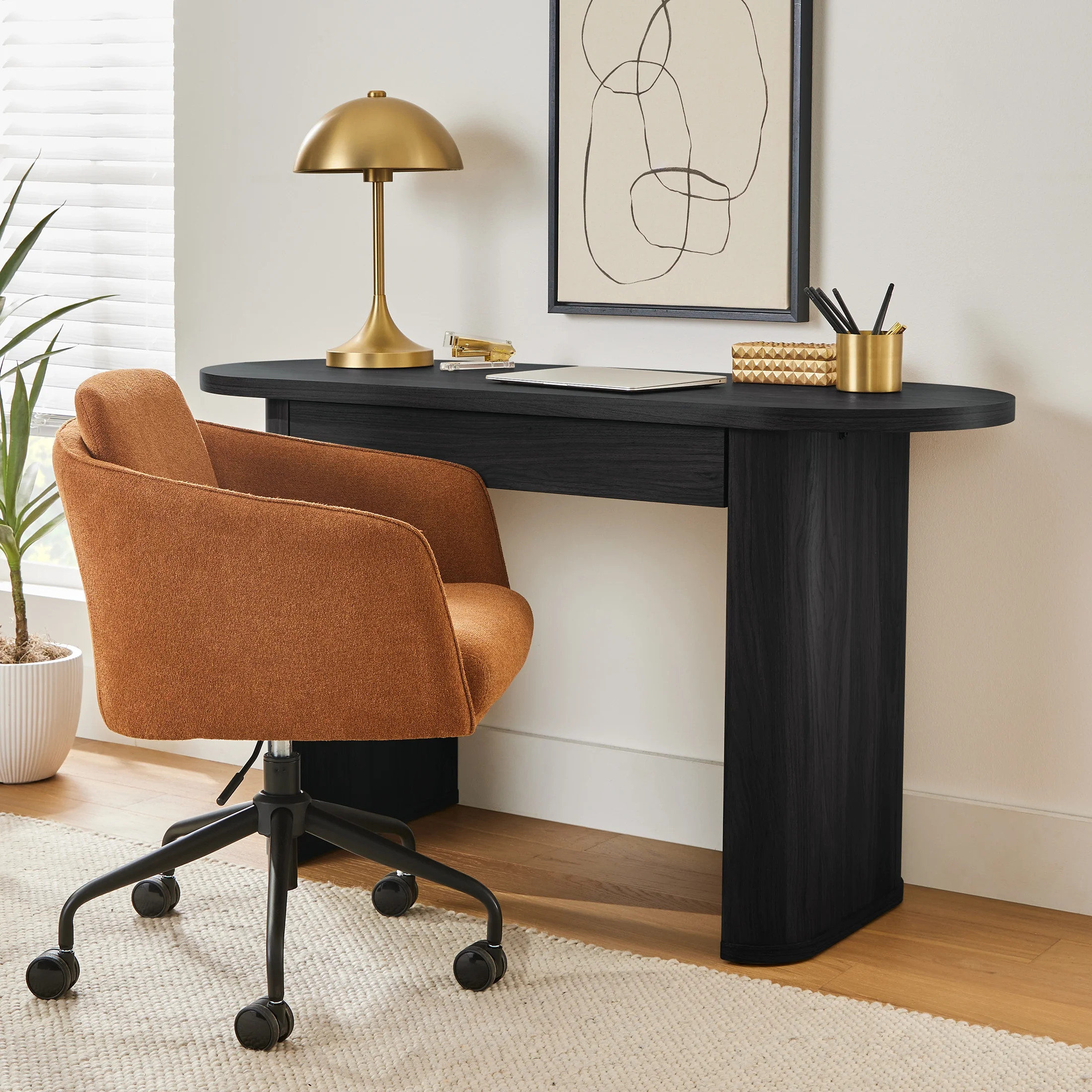 Better Homes & Gardens Juliet Oval Writing Desk, Rich Black Finish | Walmart (US)