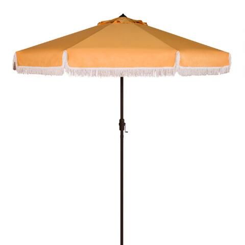 9 Ft Tilting Patio Umbrella with Fringe | World Market