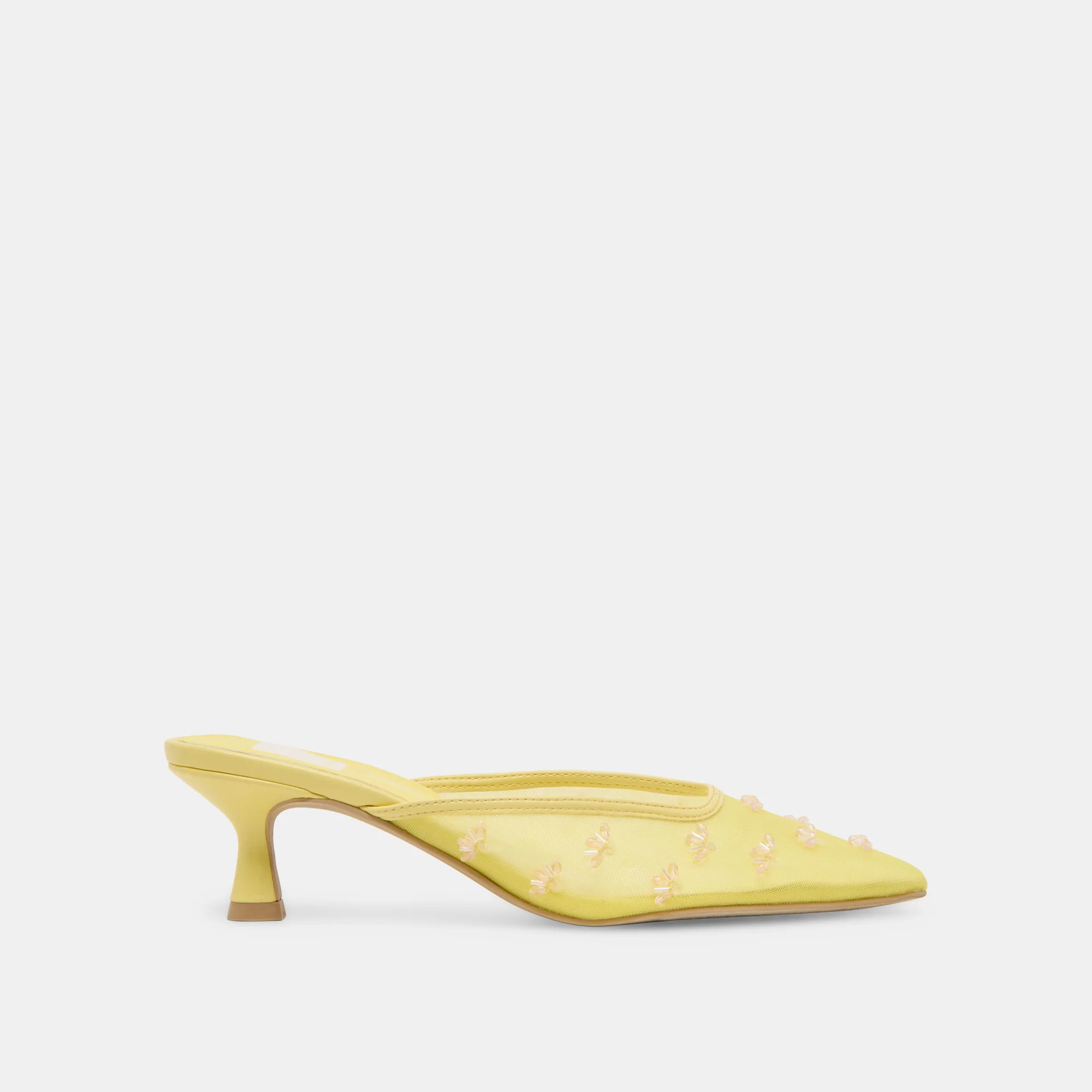 Clara Wide Heels Lemon Mesh | DolceVita.com