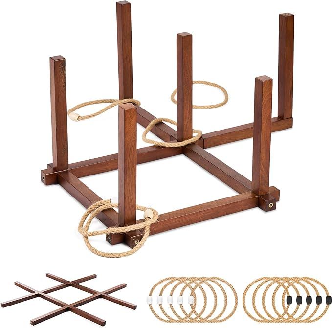 BOHEN Outdoor Ring Toss Wooden Game, 2-in-1 Set, Contains 12+ Combinations, Indoor Outdoor Lawn B... | Amazon (US)