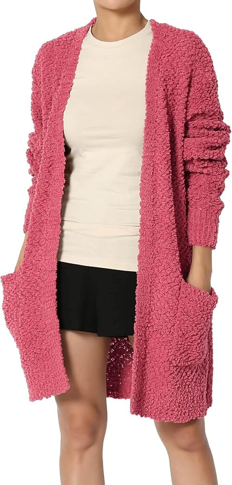TheMogan Women's S~3X Loose Fit Popcorn Knit Long Sleeve Pocket Open Sweater Cardigan | Amazon (US)