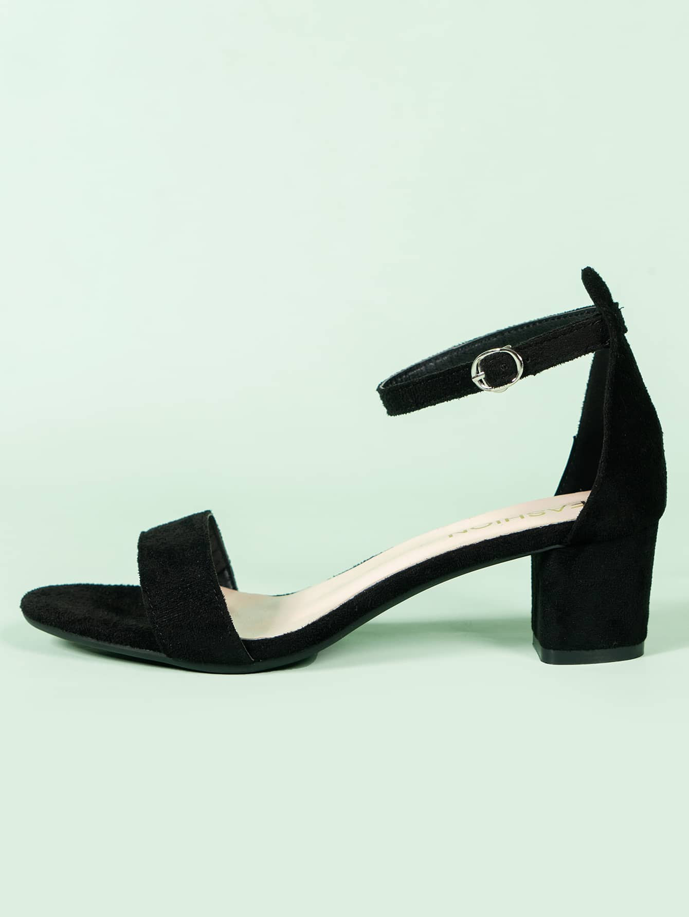 Minimalist Suedette Chunky Heeled Ankle Strap Sandals | SHEIN