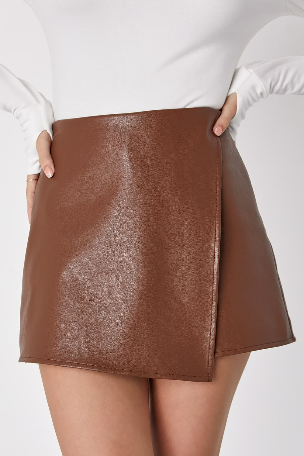 Unforgettable Muse Brown Vegan Leather Skort | Lulus (US)