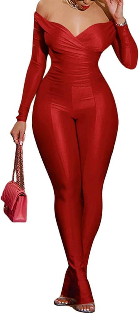 acelyn 2 Piece Outfits for Women Bodycon Flared Pant Sets Tracksuit
        Sexy Off Shoulder Top... | Amazon (US)
