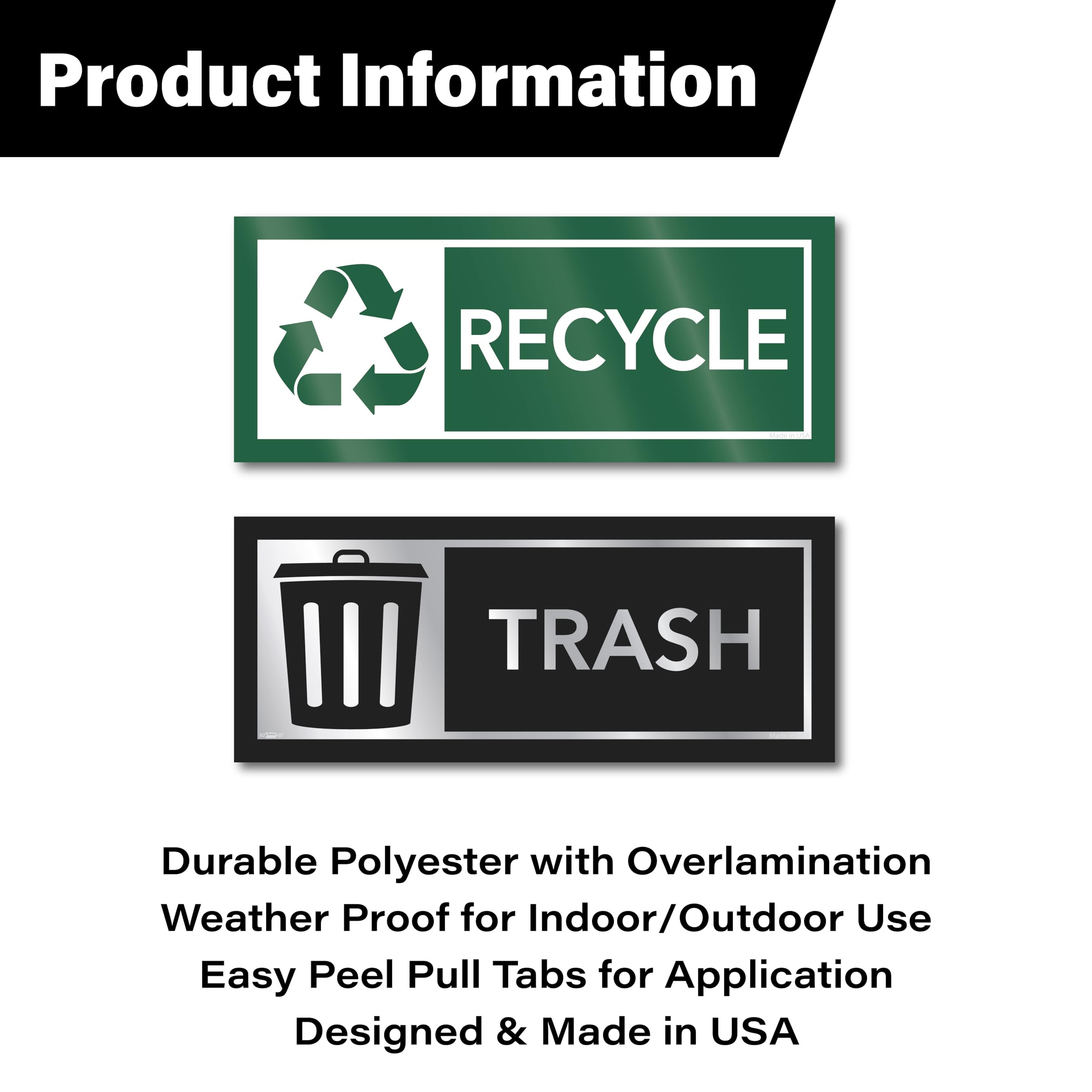 Premium Matte Recycle Stickers for Trash Bins & Cans, 5.5x2.25 Recycling Stickers for Trash Can, ... | Amazon (US)