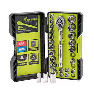 RYOBI 26-Piece 1/4 in. Drive Ratchet and Socket Set RHMTS12601 - The Home Depot | The Home Depot