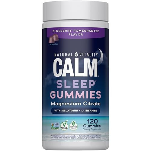 Natural Vitality SLEEP Gummies, Magnesium Supplement With Melatonin and L-Theanine, Vegan, Gluten Free, Helps the Body Ease Into Sleep, Blueberry Pomegranate 120 Count | Amazon (US)