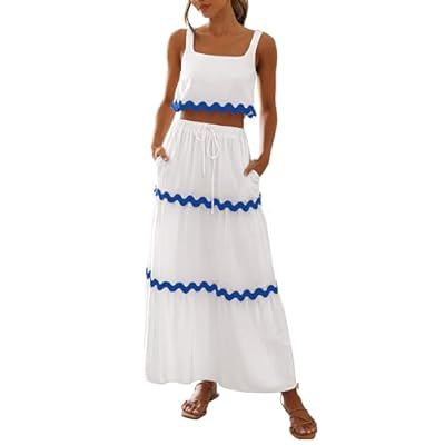 PRETTYGARDEN Women's Summer 2 Piece Beach Outfit Casual Sleeveless C… | Amazon (US)