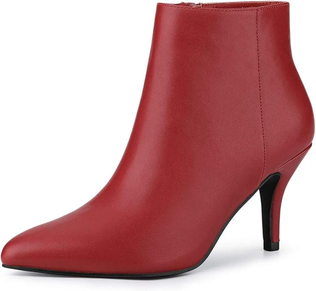 Allegra K Women's Pointed Toe Zipper Stiletto Heel Ankle Boots | Amazon (UK)