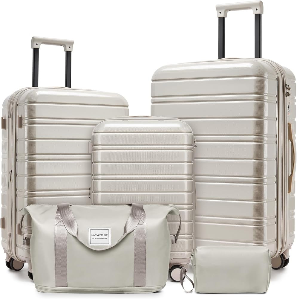 LARVENDER 5 Piece Hardside Expandable Luggage Sets with Wheels Lock, Lightweight PC+ABS Rolling H... | Amazon (US)