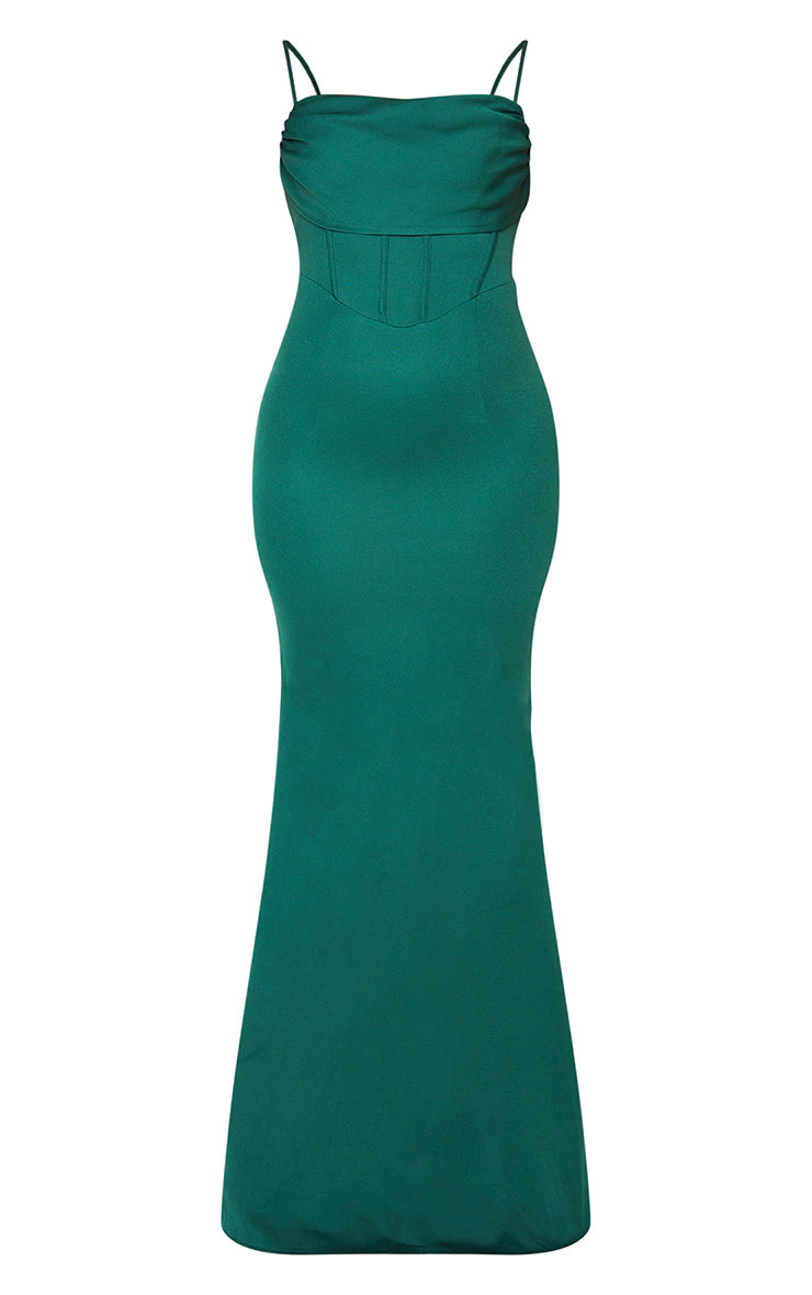 Emerald Green Corset Draped Strappy Bridesmaid Dress | PrettyLittleThing US