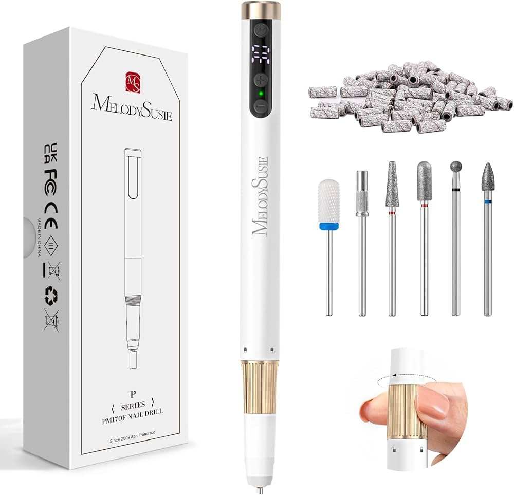 MelodySusie Pen-Shaped Ultra-Slim Cordless Nail Drill,PM180G 30000RPM Portable Rechargeable Elect... | Amazon (US)