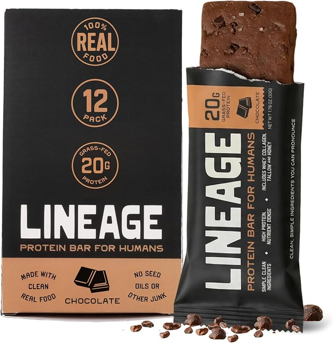 Lineage Provisions Chocolate Protein Bars, 12 Pack | Amazon (US)