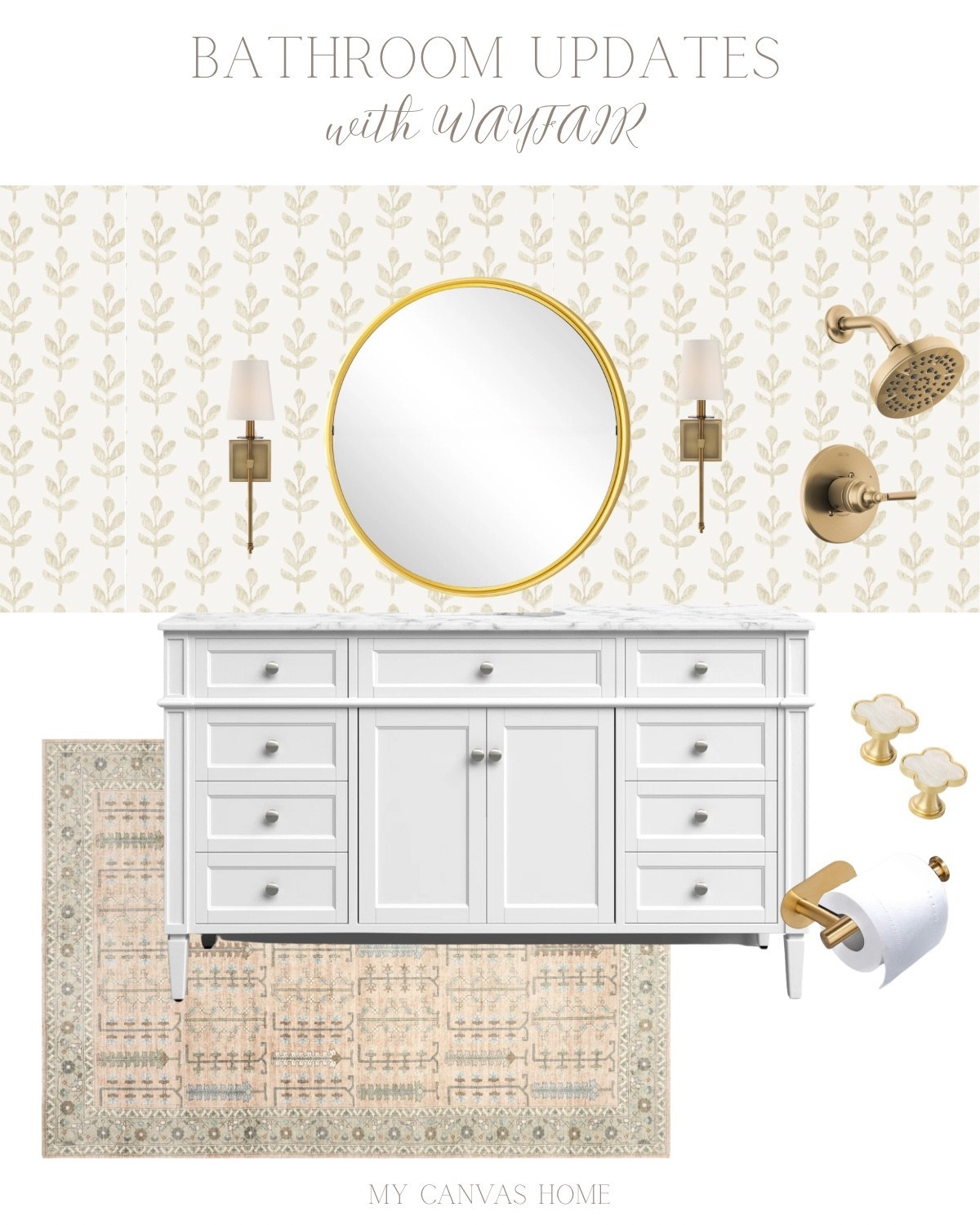 A little bathroom @Wayfair refresh just in time for spring! Loving this wallpaper!

#wayfair #wayfair partner #ad