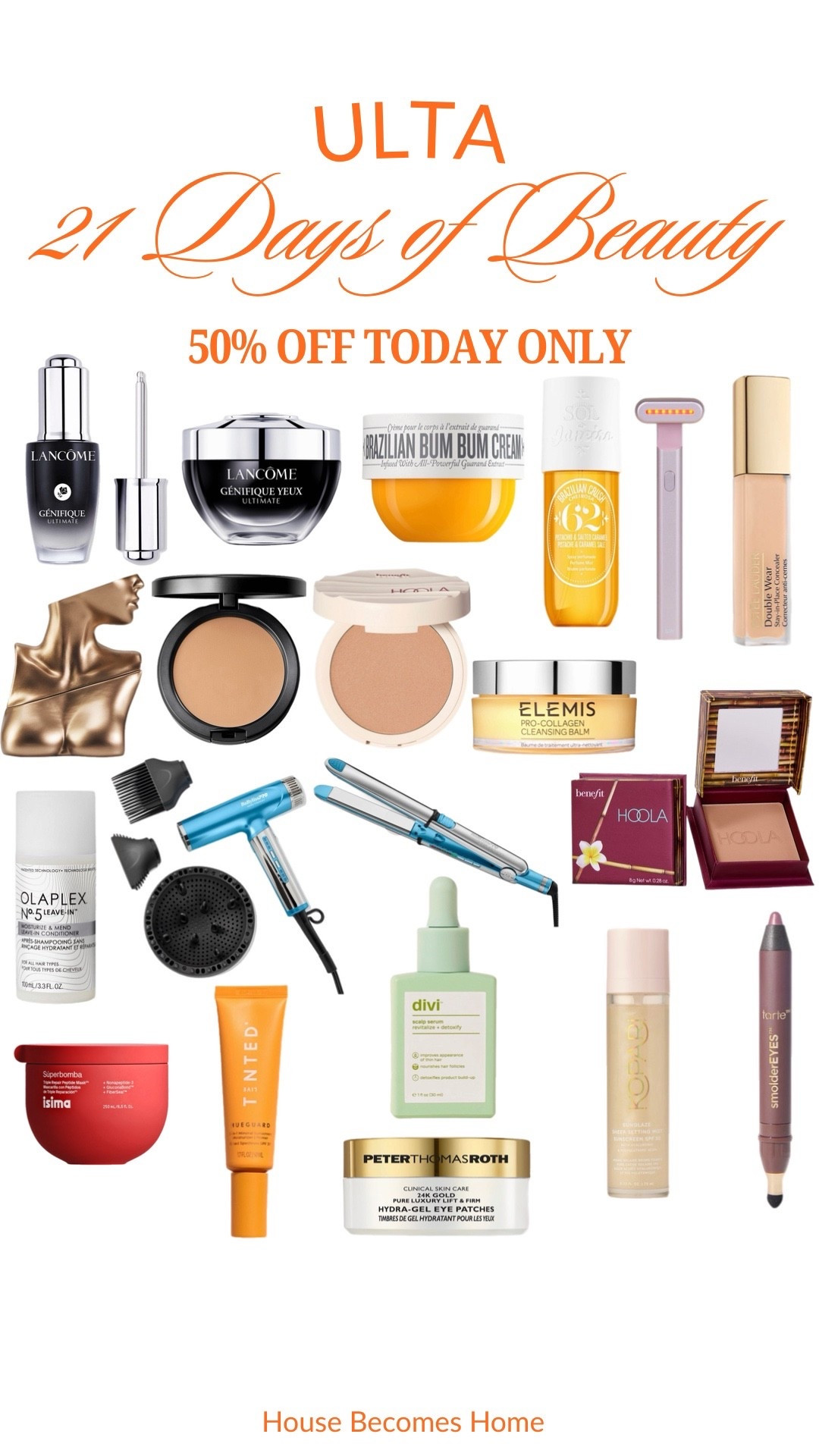 Ulta 50% off today only!!!





#LTKselfcare #LTKSaleAlert #LTKBeauty