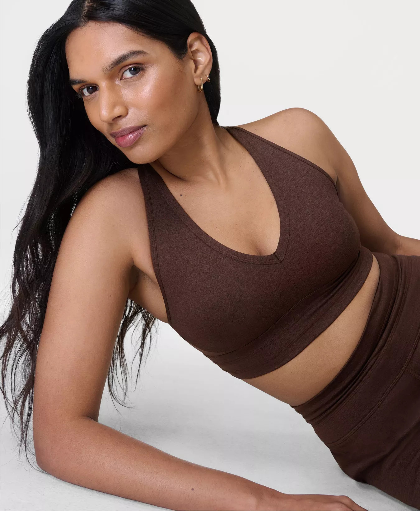 Gaia Yoga Bra - Sable Brown Marl | Women's Sports Bras | Sweaty Betty | Sweaty Betty UK