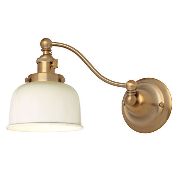 Soho Satin Brass and Ivory One-Light Five-Inch Swing Arm Wall Sconce | Bellacor
