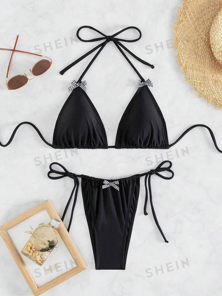 Women's Halter Neck Swimsuits Set | SHEIN