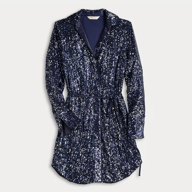 Women's INTEMPO Sequin Button Up Shirt Dress | Kohl's