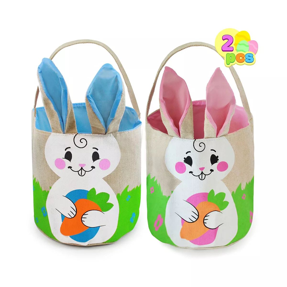 Syncfun 2 Packs Easter Bunny Basket Canvas/Burlap Bags Set for Easter Eggs Hunt, Easter Gift Bask... | Target