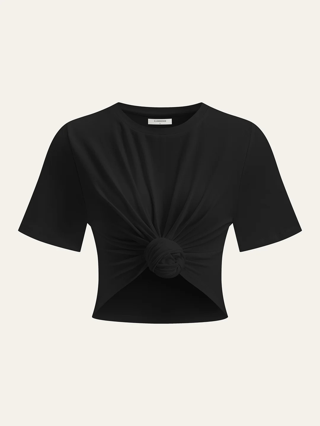 Cropped Knot-Front T-Shirt | Commense