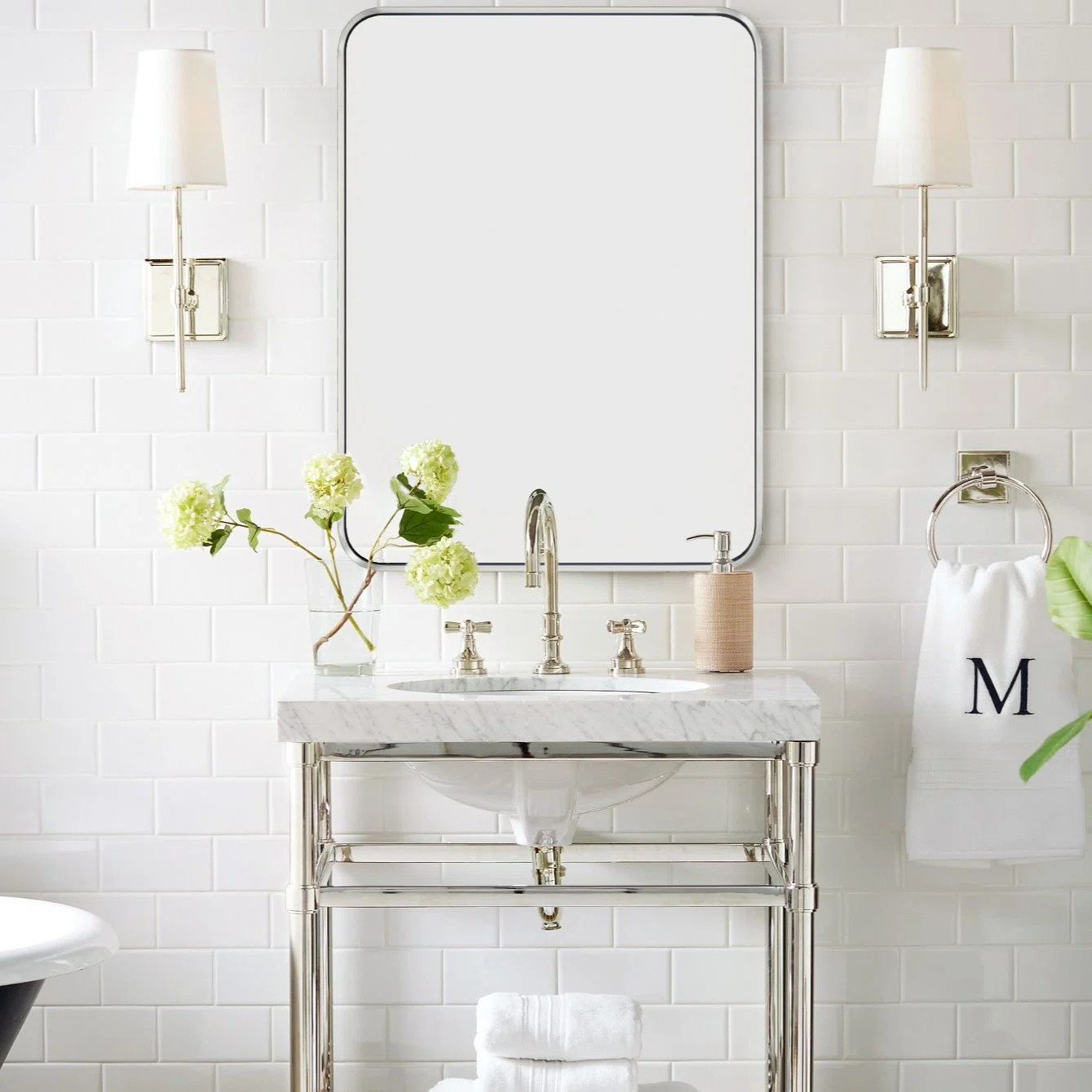 Aria Rounded Rectangle Bathroom Vanity Mirror, Vertically/Horizontal Hanging | Wayfair North America