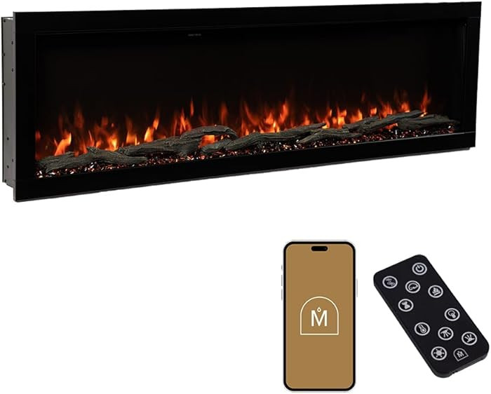 Modern Ember Highmark 60 Inch Smart Linear Electric Fireplace, Install Recessed in-Wall, Wall-Mou... | Amazon (US)