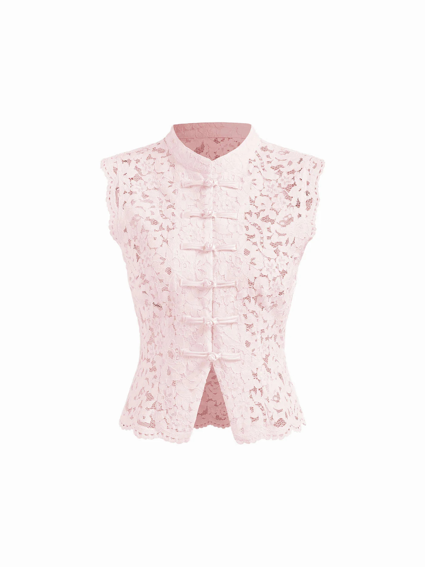Lace Mandarin Collar Floral See-through Tank Top $27.90Flash Shipping | Cider