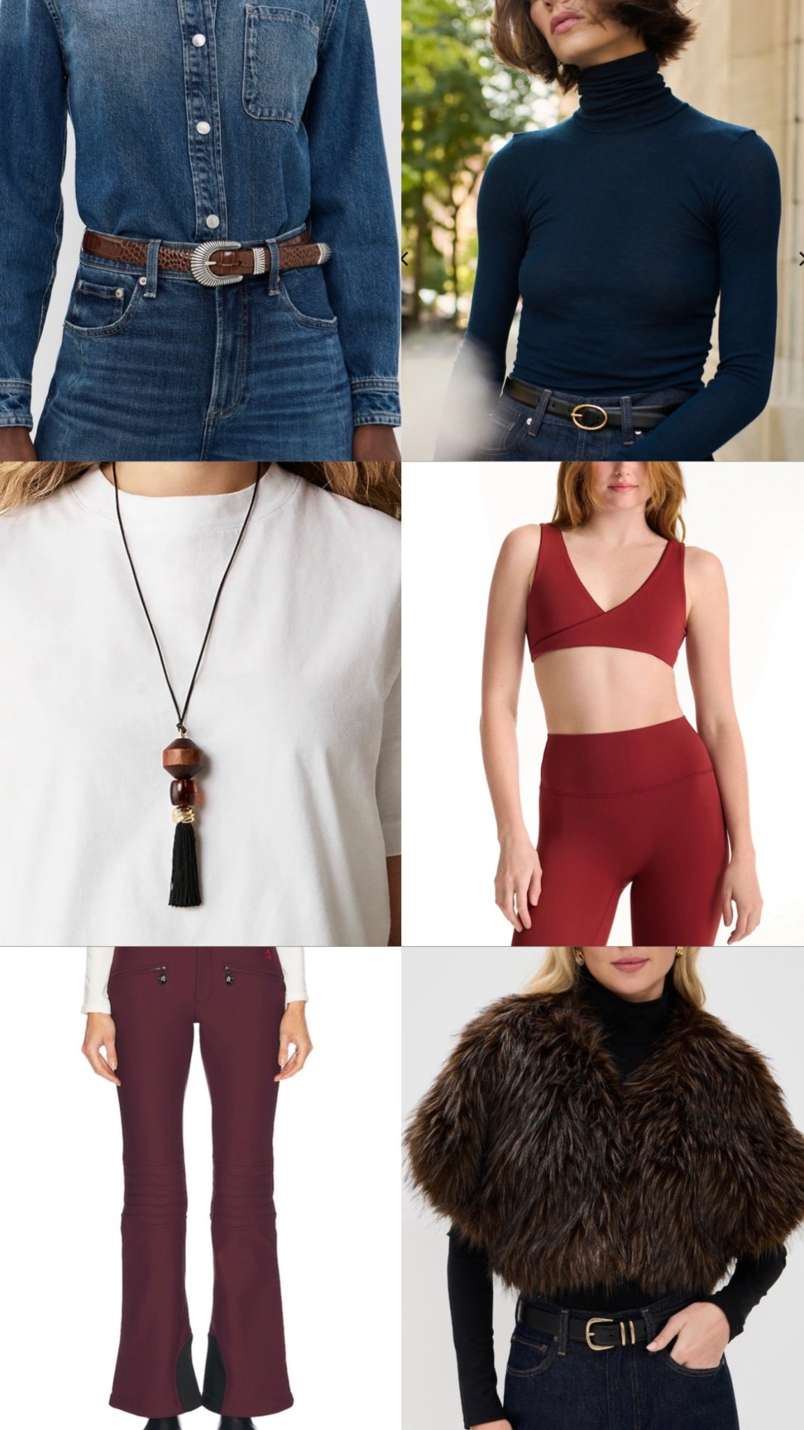 2026 finds ✨🥂
A western infused belt 
Cashmere turtleneck 
Tassel Jcrew necklace ON SALE 
SET active set 
Ski Pants for upcoming trip
Fur Shrug for upcoming trip 