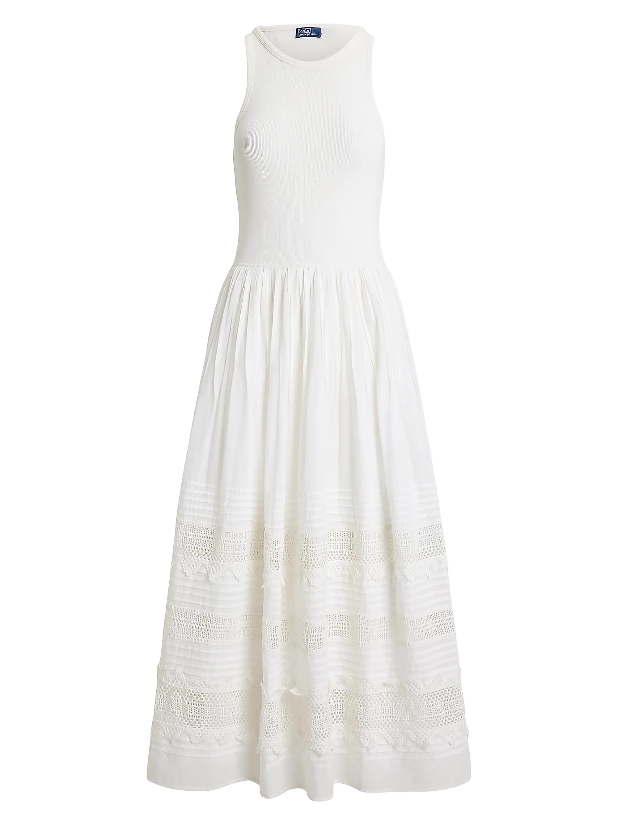 Polo Ralph Lauren Lace-Trim Tank Midi-Dress | Saks Fifth Avenue | Saks Fifth Avenue