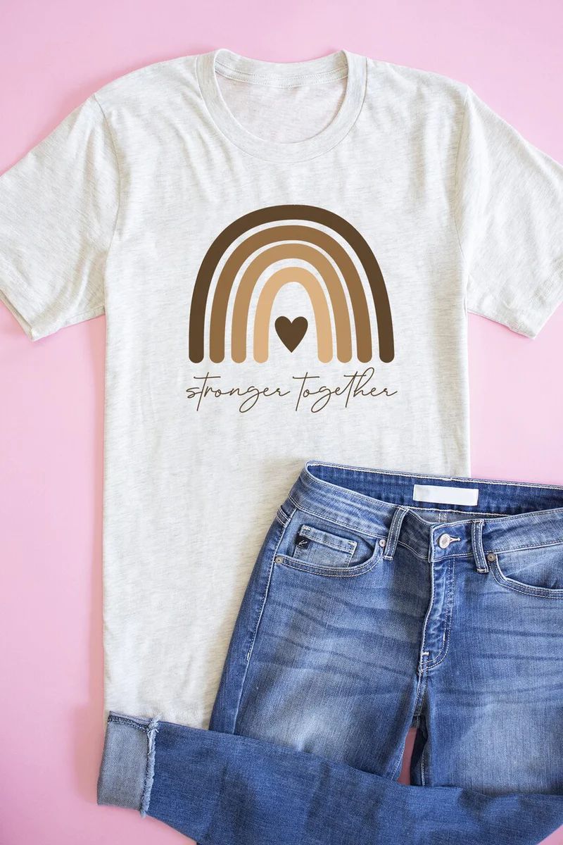 Stronger Together Tee Heather Prism Natural | The Pink Lily Boutique