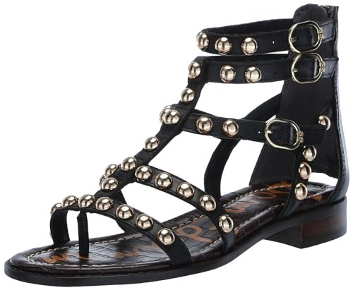 Sam Edelman Estella Gladiator Sandal Black Leather 5.5 Medium | Amazon (US)